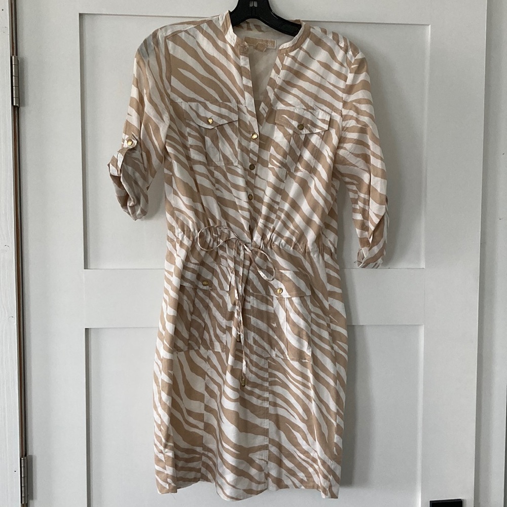 Michal Kors Tan Zebra Print Dress